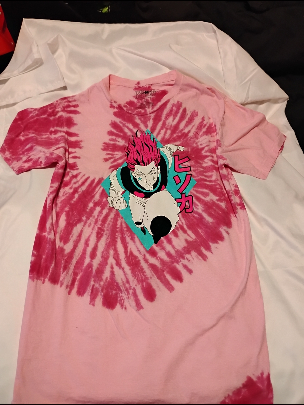 Hunter Pink Tie-Dye Anime Graphic Short Sleeve Tee